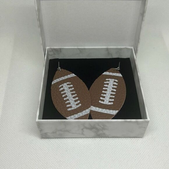Football Shape Drop Earrings PU Leather Vintage Hook Earrings For Ladies - Picture 1 of 1